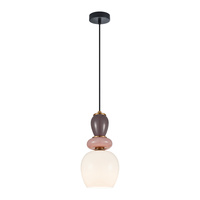 Lampa wisząca pojedyńcza o średnicy 15,5cm 1xE27 Martelo Italux PND-36545-1C-GD-WH