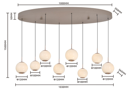 Lampa wisząca owalna ósemka LED Luberon kaszmirowa Aviano Lighting 7051-813