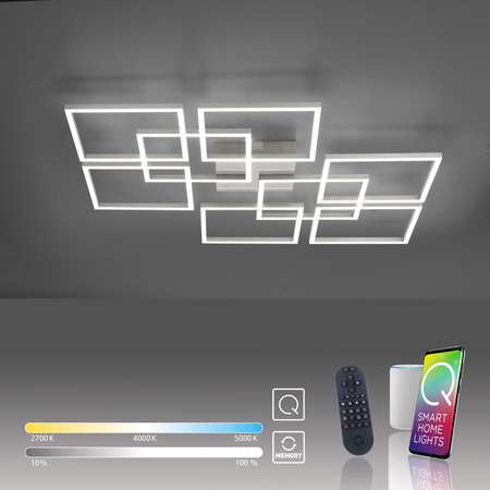 Duża lampa sufitowa połączone kwadraty LED Q-INIGO Paul Neuhaus 6015-55 sterowana pilotem
