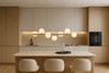 Beżowa lampa wisząca z kloszami do jadalni ARDI Kaja Lighting K-5842