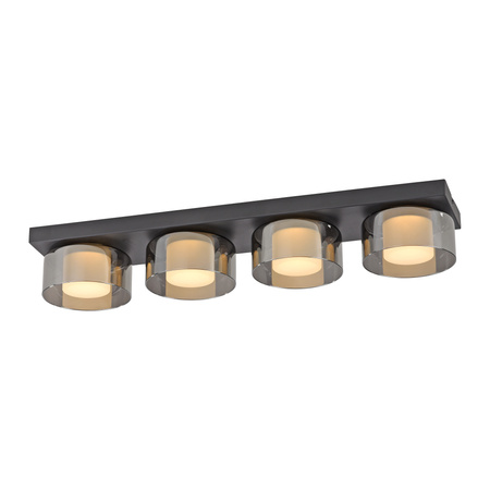  Prostokątna czarna lampa sufitowa 70cm x 15cm z czterema kloszami RIKA LED 3000K z funkcją ściemniania  Paul Neuhaus 6164-18