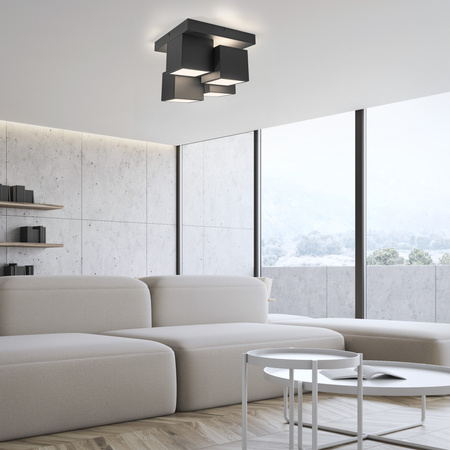 Czarna geometryczna lampa sufitowa TETRIS LED 3000K Just Light 14114-18
