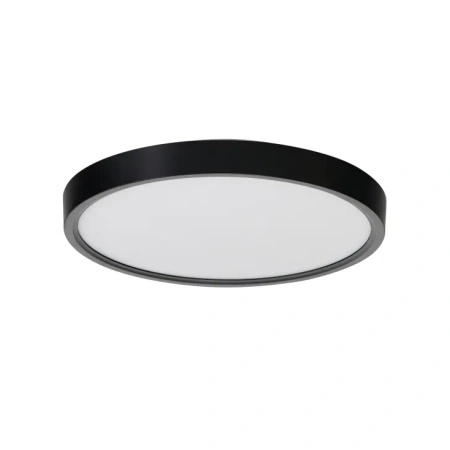 Czarny niski okrągły plafon sufitowy o średnicy 30cm z dodatkowym podświetleniem sufitu ARNOR 30 ROUND CCT (18W+15W) BK AZZARDO AZ6539