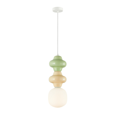 Lampa wisząca z zielonej i żółtej ceramiki 1xE14 Latera Italux PND-94331B-1S-MLTI