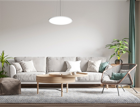 Okrągła płaska lampa wisząca 48cm w kolorze białym Manito Italux PND-72843-480R-36W-WH