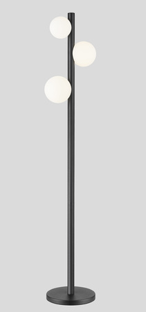 Czarna lampa podłogowa z trzema szklanymi kulami FORES 3xG9 Zuma Line F0574-03N-P7AA