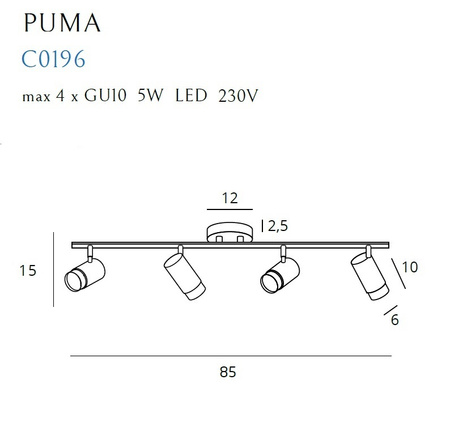 Lampa sufitowa PUMA MaxLight C0196