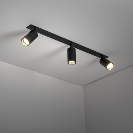 Czarna listwa podtynkowa trzy ruchome czarne tuby AMIS BLACK 3XGU10 Tk Lighting 10808