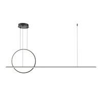 Podłużna czarna liniowa lampa wisząca z okręgiem LED Halo MOD247PL-L49BK Maytoni