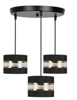 PANDY lampa wisząca czarny talerz 3x40W E27 abażur czarny+złoty Candellux 33-37602