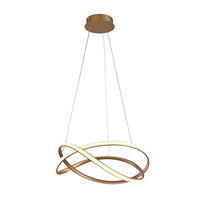 Złota lampa wisząca LED z przeplatającymi się pierścieniami Rumio Italux PND-23917-GD