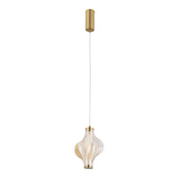 Lampa wisząca z ceikawym bursztynowym kloszem ELVA BRASS LED 3000K 8W Tk Lighting 18212