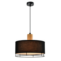 Ardi lampa sufitowa czarny+drewniany 1x40W E27 abażur czarny Candellux 31-38371