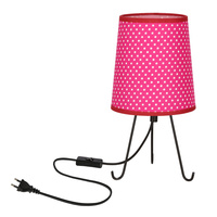 Smally lampa stołowa czarny 1x40 E14 abażur fuksja w kropki Candellux 41-33239