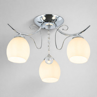 Chromowana stylowa lampa sufitowa z trzema mlecznymi kloszami ELLA 3xE27 Milagro ML2762