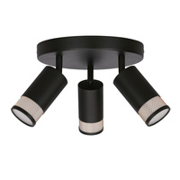 Flin lampa sufitowa plafon czarny 3x15W GU10 klosz czarny+złoty Candellux 98-27696