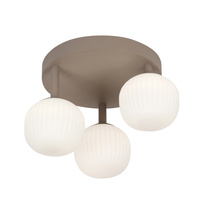 Lampa sufitowa brązowa z trzema mlecznymi kloszami 3xLED 3000K/4000K/6000K Montes Italux PLF-02217-3-BRO