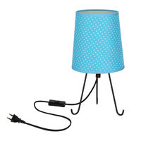 Smally lampa stołowa czarny 1x40 E14 abażur niebieski kropki Candellux 41-33253