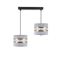 PANDY lampa wisząca czarny 2x40W E27 abażur szary+złoty Candellux 32-37633