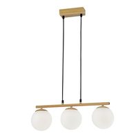 Carrine lampa wisząca drewniany 3x40W E14 klosz biały Candellux 33-37435