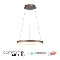 Lampa wisząca kawowy okrąg LED 3000K 57cm z wbudowanym ściemniaczem HOOP Paul Neuhaus 2851-36