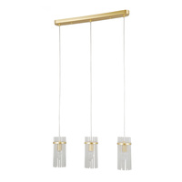 Lampa wisząca potrójna w kolorze złotym szklane rureczki 3xE14 Merto Italux PND-40930-3B-GD