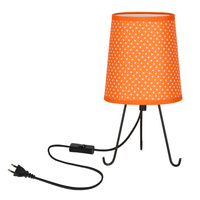 Smally lampa stołowa czarny 1x40 E14 abażur pomarańczowy w kropki Candellux 41-33260