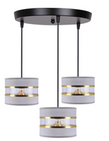 PANDY lampa wisząca czarny talerz 3x40W E27 abażur szary+złoty Candellux 33-37664