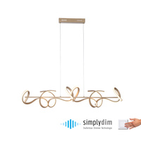 Lampa wisząca zawijana nad stół w kolorze matowego mosiądzu CURLS LED 3000K z funkcją SimplyDim Just Light 19033-60 