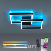 Czarna lampa sufitowa RGB dwie kwadratowe ramki Q-MARKO Paul Neuhaus 6144-18 sterowana pilotem / smartfonem 