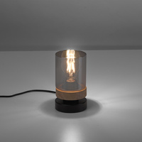Mała lampka stołowa ze szklanym kloszem i elementem dekoracyjnym z drewna PASQUAL 1xE27 Just Light 11310-18