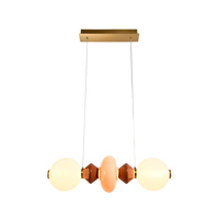 Lampa wisząca z elementami ceramiki i dwoma biały kulistymi kloszami FLORES 15W LED 3000K Candellux Studio 32-50663