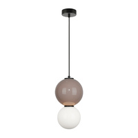 Lampa wisząca beżowa kula z ceramiki 18cm wraz ze szklanym białym kloszem LED 3000K LED Pieve Italux PND-95221-1M-BR