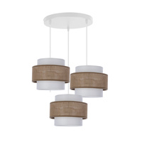 Juta lampa wisząca biały talerz 3x40w e27 abażur biały+beżowy Candellux 33-18069