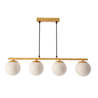 Carrine lampa wisząca drewniany 4x40W E14 klosz biały Candellux 34-37442