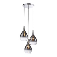 Potrójna lampa wisząca trzy zwisające klosze na chromowanym kole PILUA 3xE27 Paul Neuhaus 2062-17