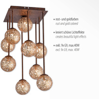 Lampa sufitowa dziewięć metalowych kul GRETA RDZA/ZŁOTY 9xG9 Paul Neuhaus 6238-48