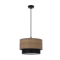 RUBEN LAMPA WISZĄCA CZARNY 1X60 E27 ABAŻUR ORZECHOWY+CZARNY Candellux 31-21656