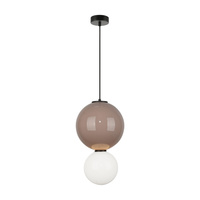 Lampa wisząca kula z ceramiki 25cm plus szklany biały klosz LED 3000K Pieve Italux PND-95221-1L-BR