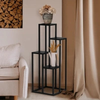 Czarny, czteropoziomowy kwietnik KS-04 KWIETNIK XL z serii KAJA HOME
