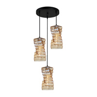 Lampa wisząca trzypunktowa burztynowe klosze 3xE27 Altera Italux PND-3219-3A-BRO-AMB