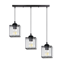 GLASSIA LAMPA WISZĄCA CZARNY 3X40 E27 KLOSZ CZARNY+KRYSZTAŁY BEZBARWNE Candellux 33-21120