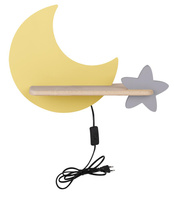 MOON LAMPA KINKIET ŚCIENNY 5W LED IQ KIDS Z PRZEWODEM Z WŁ. I WTYCZKĄ ZŁOTY+SZARY Candellux 21-84460