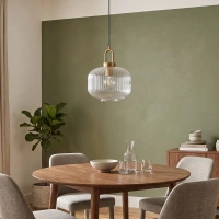 Lampa wisząca z ryflowanym, transparentnym kloszem LIRA Kaja Lighting K-6060