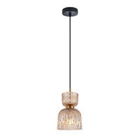 Lampa wisząca ryflowany bursztynowy klosz klepsydrowy 1xE27 Balme Italux PND-3619-1-BRO-AMB