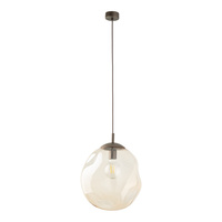 Lampa wisząca szklana zniekształcona bursztynowa  kula 35cm LAVA L BROWN 1xE27 Tk Lighting 11324