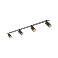 Czarna listwa podtynkowa cztery ruchome czarne tuby AMIS BLACK 4XGU10 Tk Lighting 10809