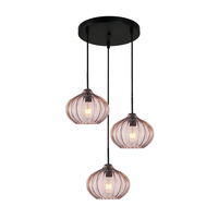 Lampa wisząca potrójna ze szklanymi brązowymi kloszami 3xE27 Pansol Italux PND-2940-3AS-BK-CF