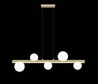 Lampa wisząca pięć szklanych kul na złotej belce FORES 5xG9 Zuma Line P0574-05N-V6AA