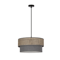 Karrara lampa wisząca czarny 1x60W E27 abażur szaro beżowy+szary Candellux 31-23865